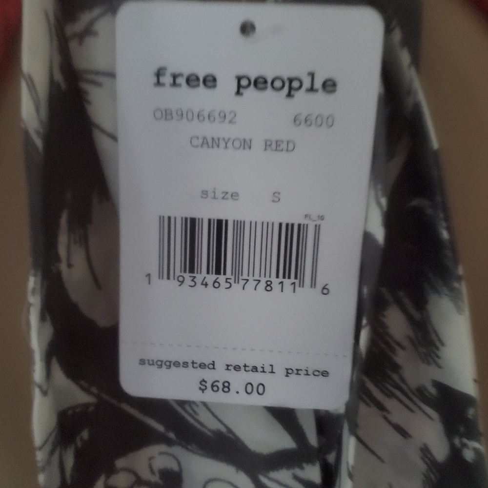 Free People Red Party In The Back Shirt Small NWT - Picture 7 of 7
